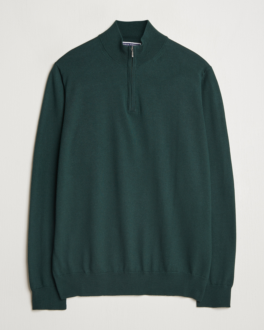 Herre | Gensere | Charles Tyrwhitt | Pure Merino Zip Neck Jumper Forest Green