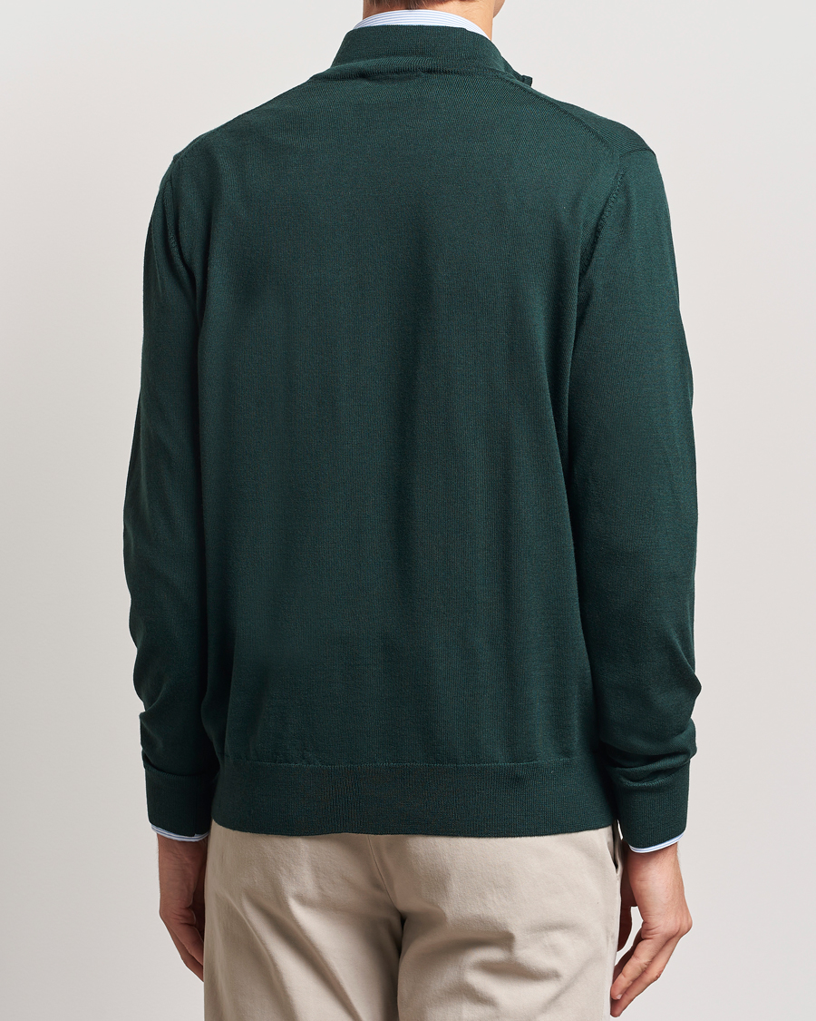 Herre | Gensere | Charles Tyrwhitt | Pure Merino Zip Neck Jumper Forest Green