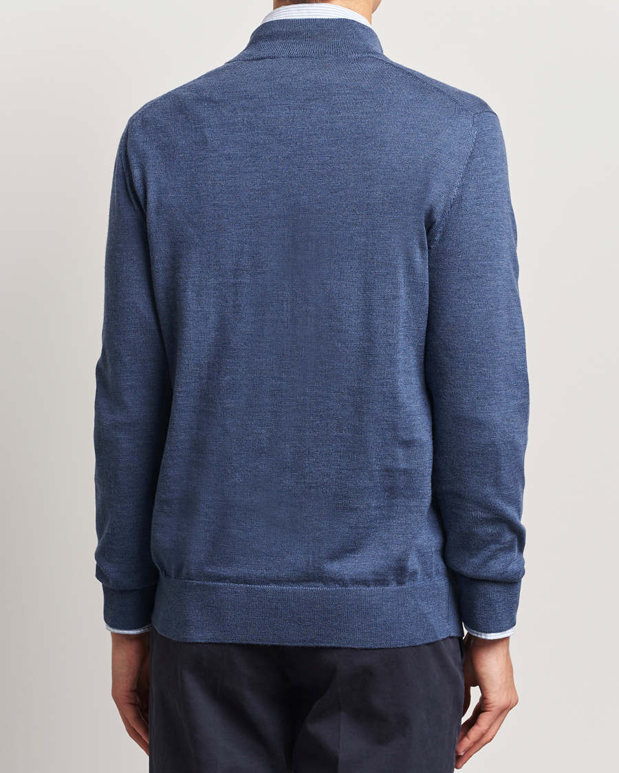 Herre | Gensere | Charles Tyrwhitt | Pure Merino Zip Neck Jumper Indigo Blue