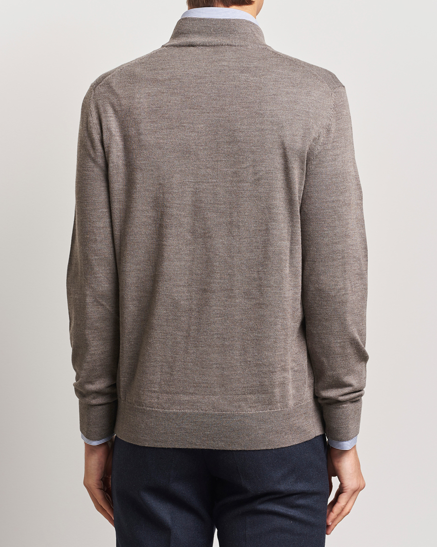 Herre | Gensere | Charles Tyrwhitt | Pure Merino Zip Neck Jumper Mocha