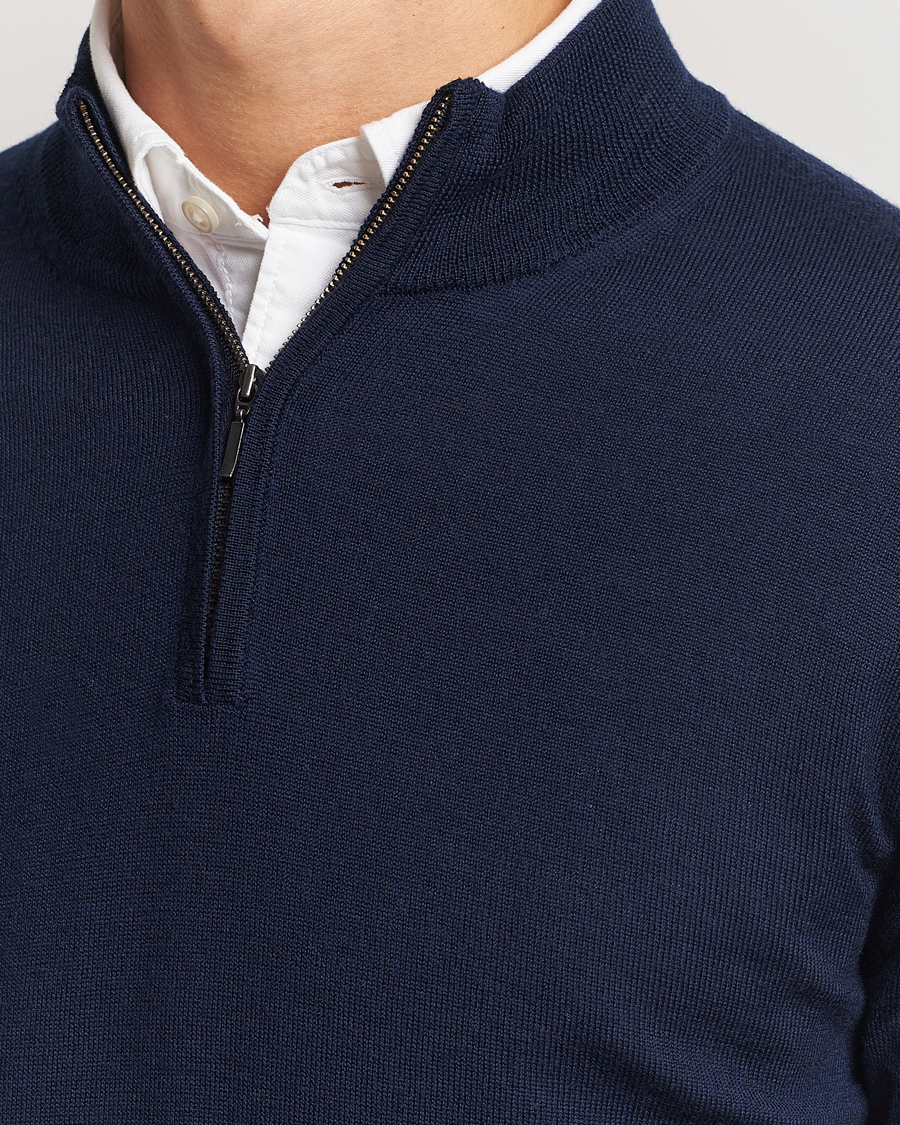 Herre | Gensere | Charles Tyrwhitt | Pure Merino Zip Neck Jumper Navy