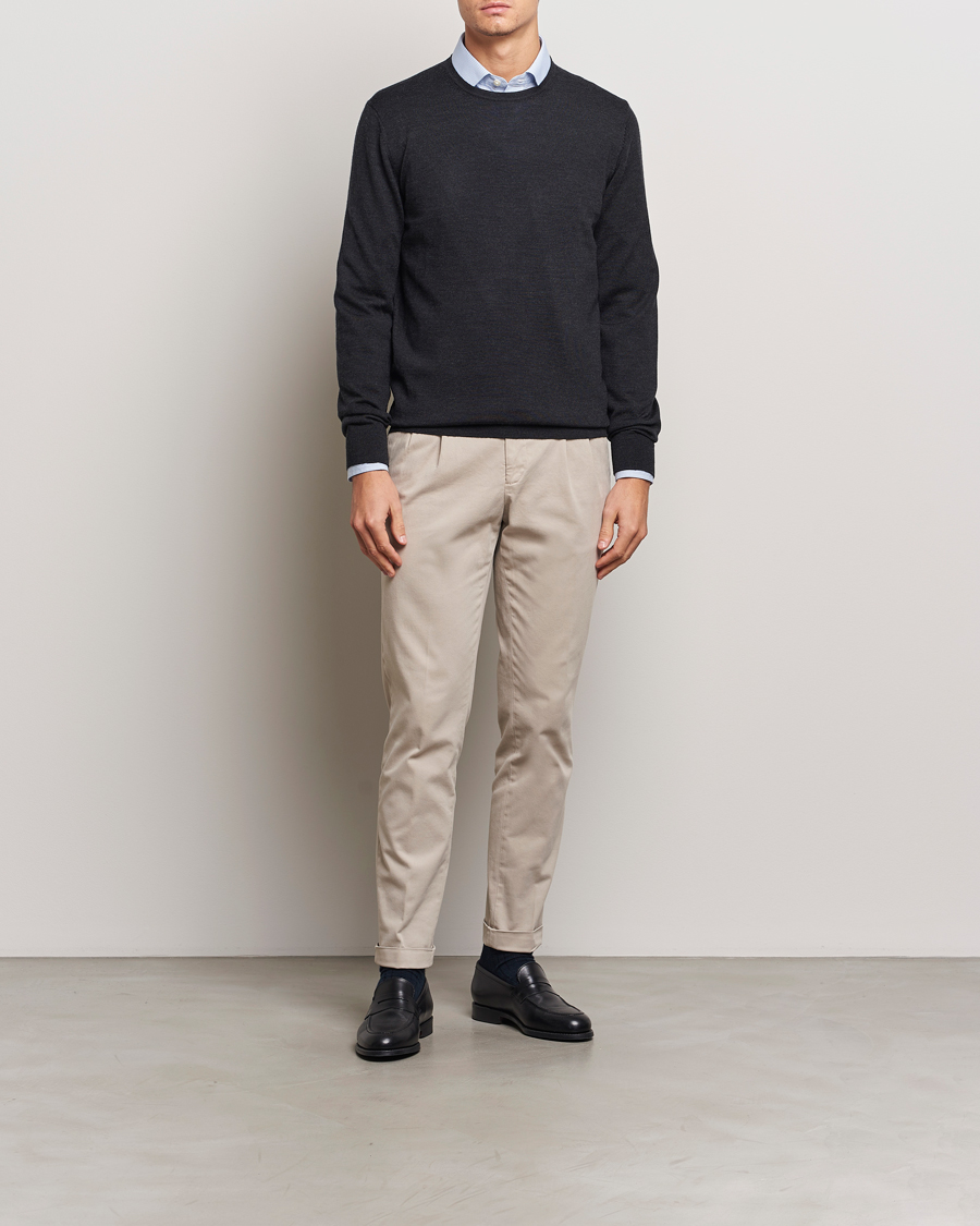 Herre | Gensere | Charles Tyrwhitt | Pure Merino Crew Neck Jumper Dark Charcoal