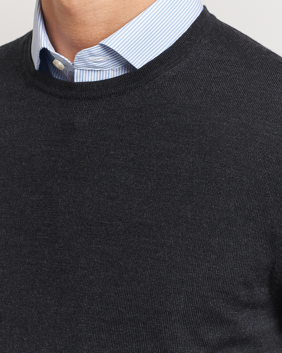 Herre | Gensere | Charles Tyrwhitt | Pure Merino Crew Neck Jumper Dark Charcoal