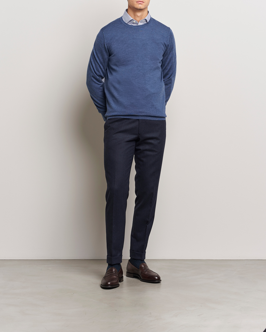 Herre | Gensere | Charles Tyrwhitt | Pure Merino Crew Neck Jumper Indigo Blue