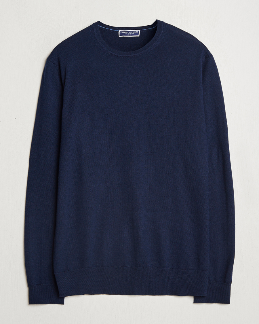 Herre | Gensere | Charles Tyrwhitt | Pure Merino Crew Neck Jumper Navy