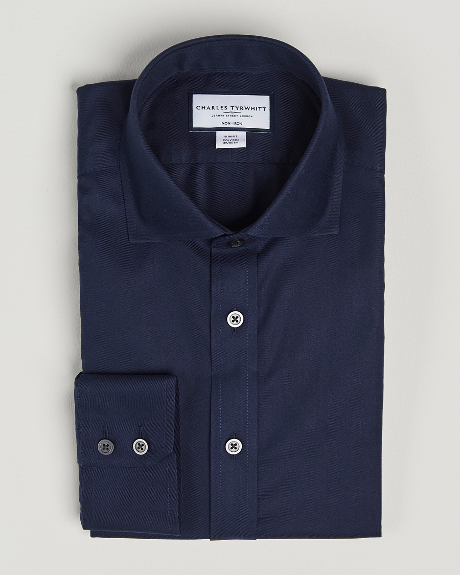 Herre | Skjorter | Charles Tyrwhitt | Slim Fit Non Iron Cotton Twill Shirt Navy