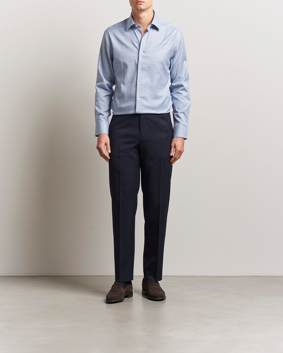 Herre | Skjorter | Charles Tyrwhitt | Slim Fit Non Iron Prince of Wales Shirt Indigo Blue