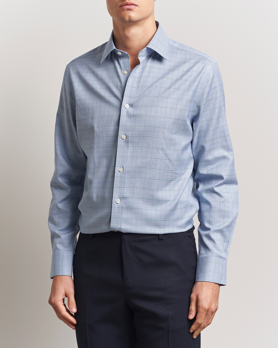 Herre | Skjorter | Charles Tyrwhitt | Slim Fit Non Iron Prince of Wales Shirt Indigo Blue