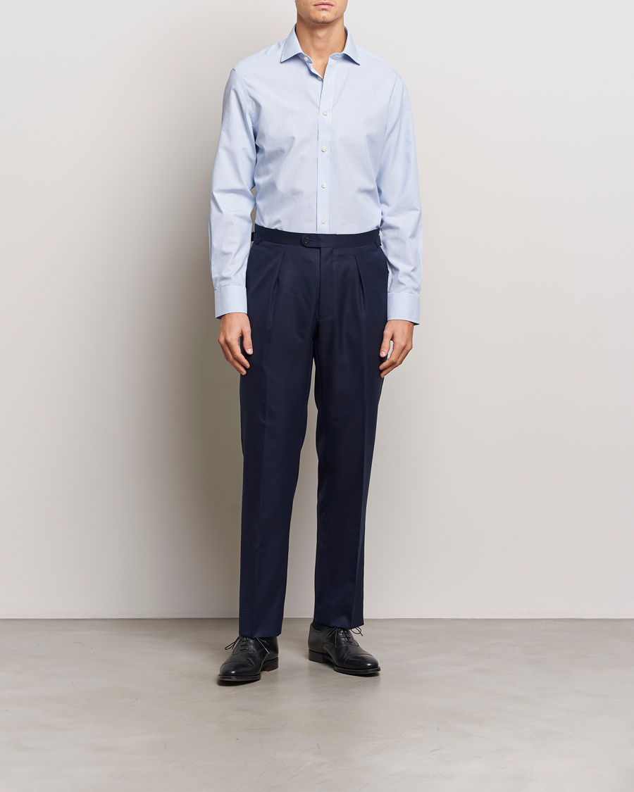 Herre | Skjorter | Charles Tyrwhitt | Slim Fit Non Iron Bengal Stripe Poplin Shirt Sky Blue