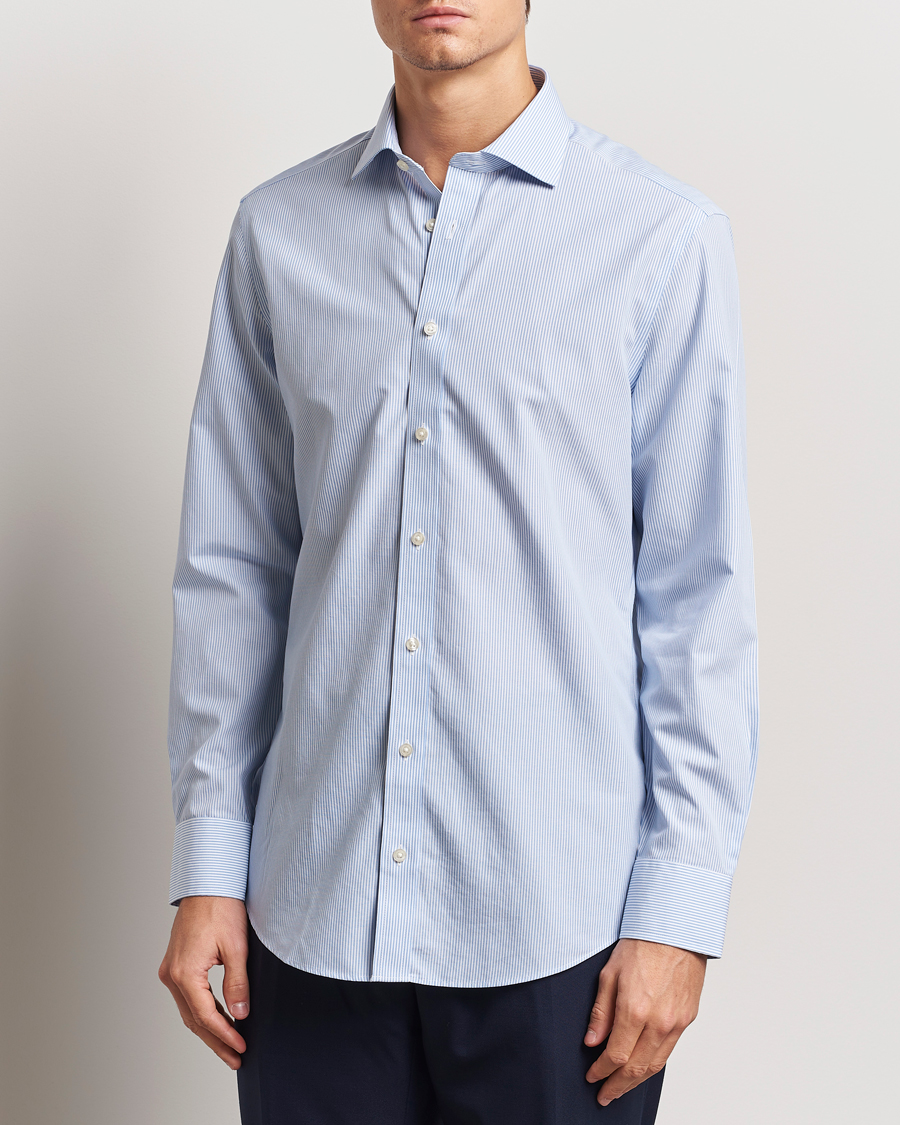 Herre | Skjorter | Charles Tyrwhitt | Slim Fit Non Iron Bengal Stripe Poplin Shirt Sky Blue