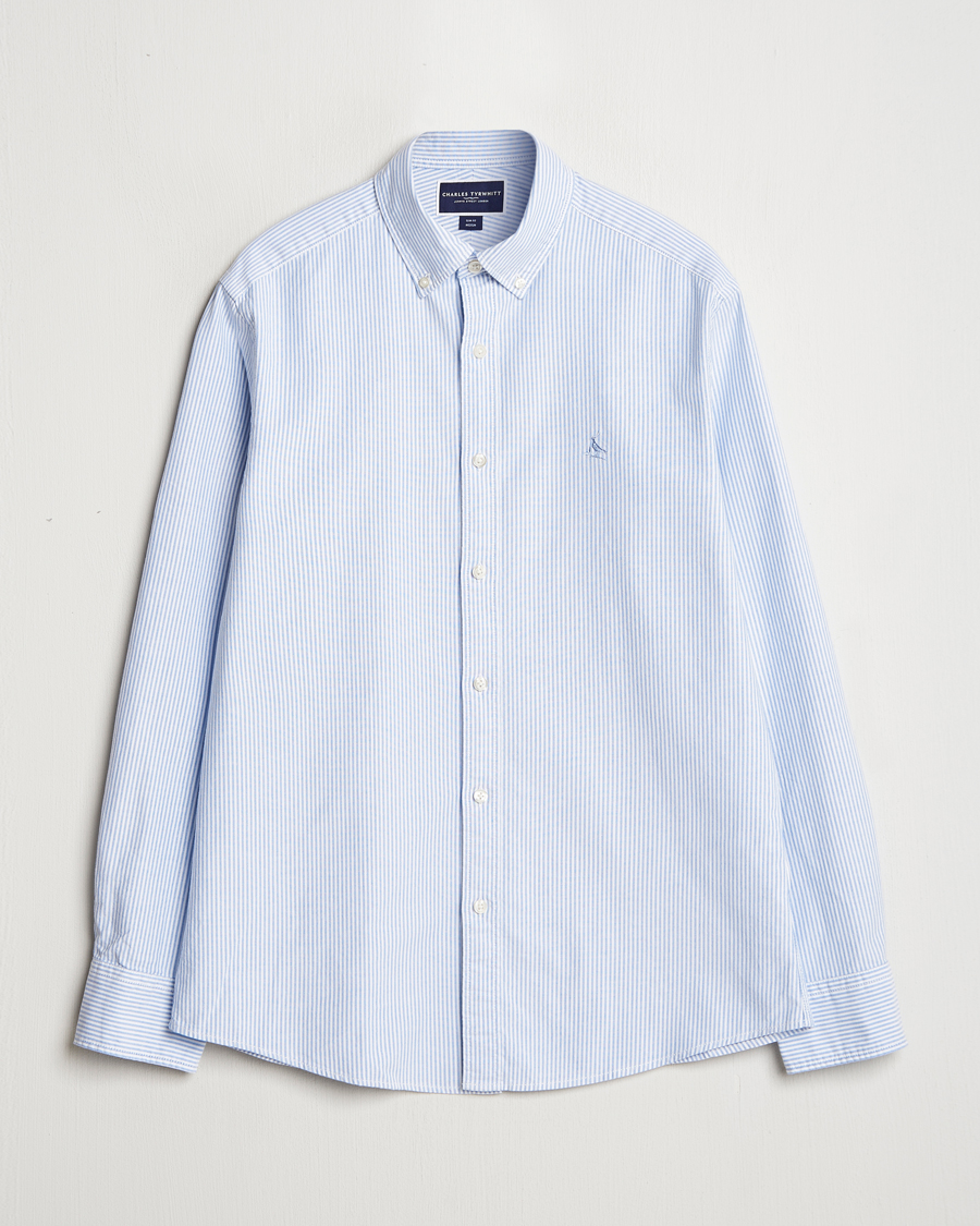 Herre | Skjorter | Charles Tyrwhitt | Button Down Stretch Oxford Shirt Blue/Whte