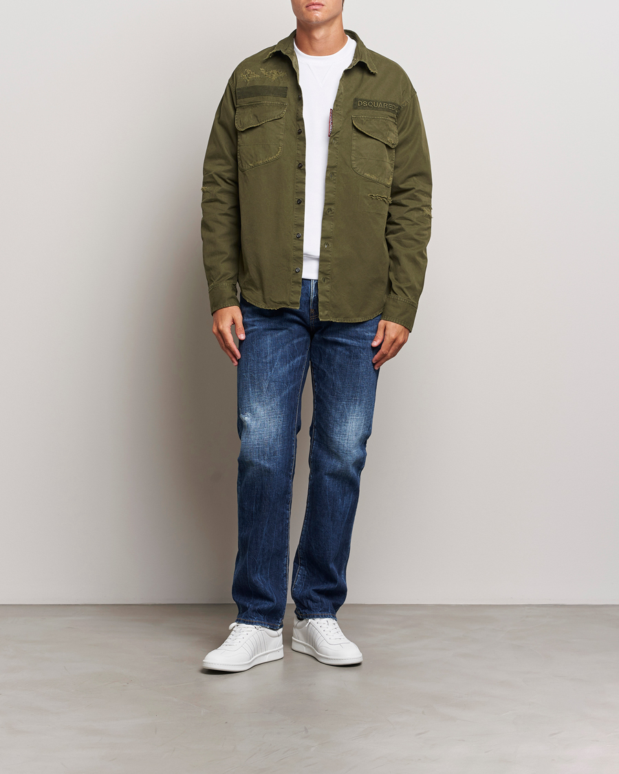 Herre | Skjorter | Dsquared2 | Garment Dyed Ranger Shirt Army Green