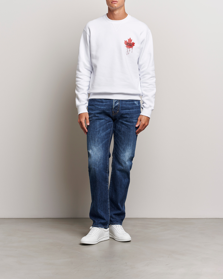 Herre | Gensere | Dsquared2 | Small Leaf Sweatshirt White