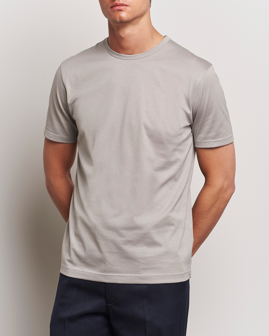 Herre | T-Shirts | Sunspel | Crew Neck Cotton Tee Mid Grey