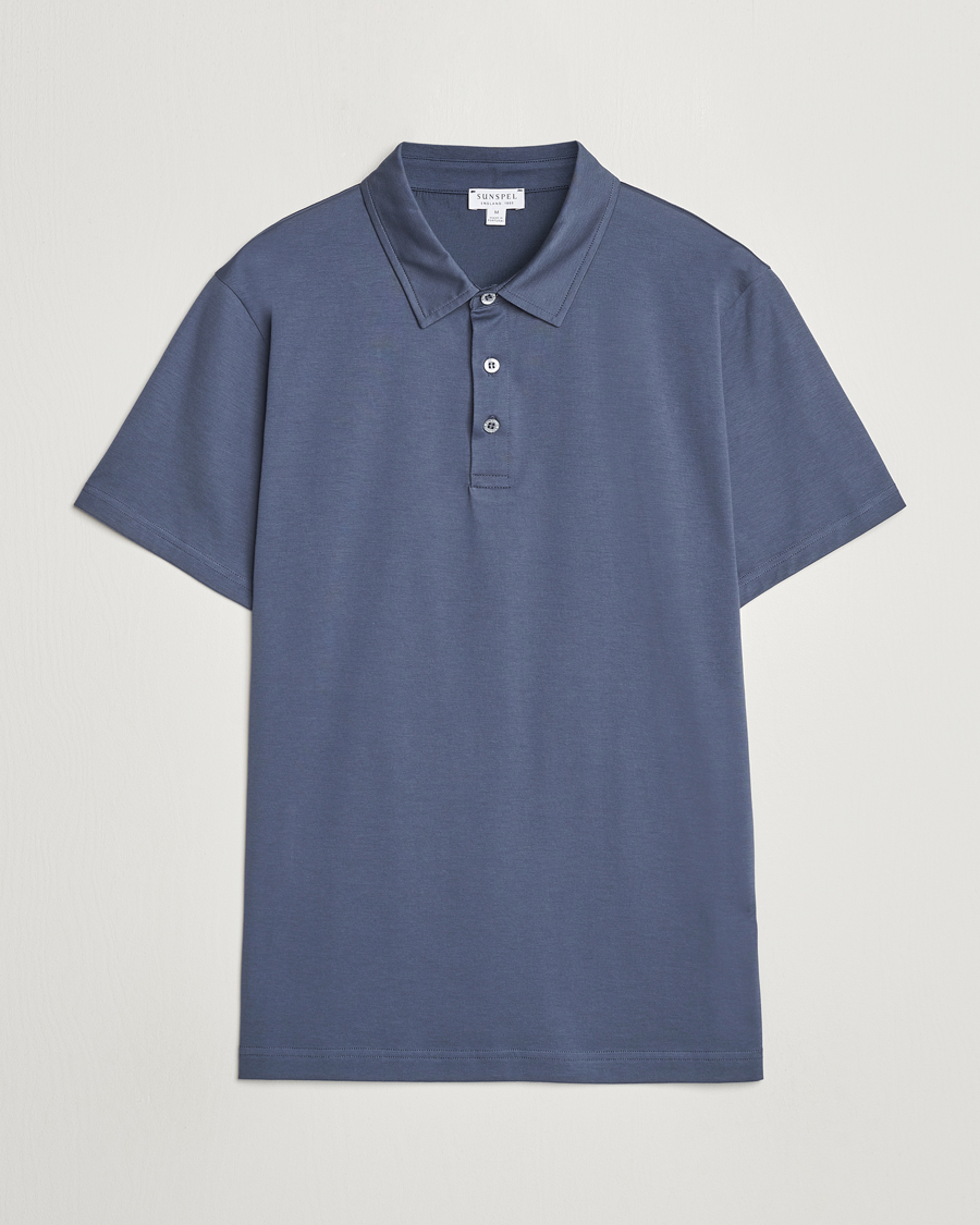 Herre | Pikéer | Sunspel | Cotton Jersey Polo Slate Blue