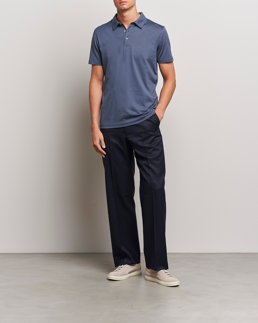 Herre | Pikéer | Sunspel | Cotton Jersey Polo Slate Blue