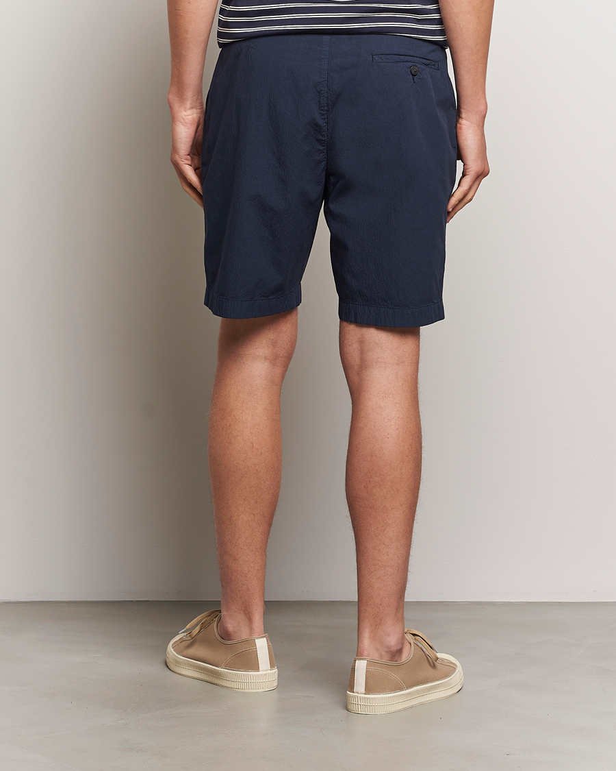 Herre | Shorts | Sunspel | Lightweight Seersucker Shorts Navy
