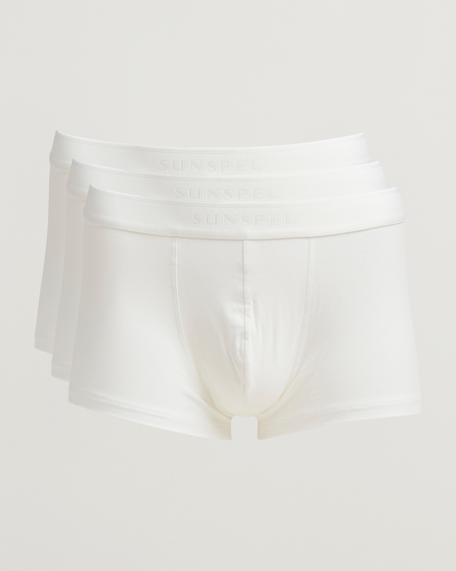 Herre | Undertøy | Sunspel | 3-Pack Cotton Stretch Trunk White