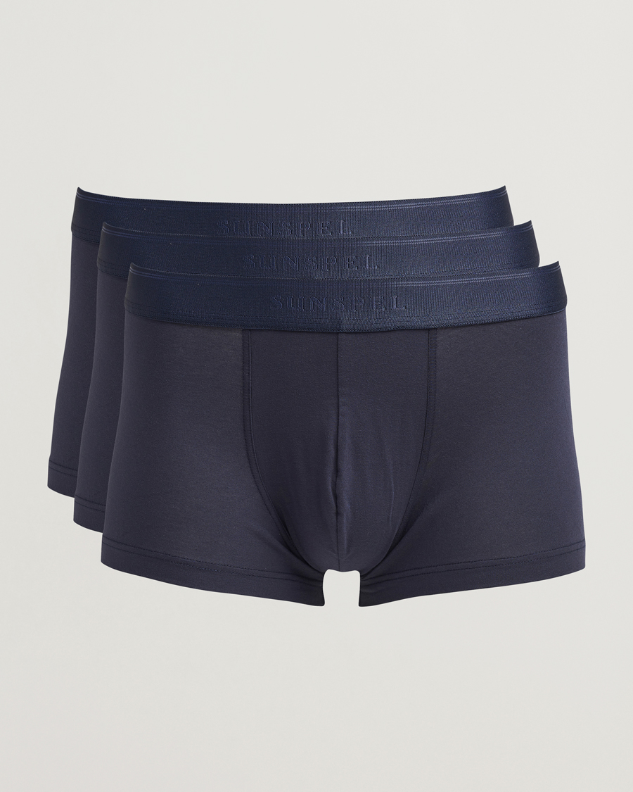 Herre | Undertøy | Sunspel | 3-Pack Cotton Stretch Trunk Navy