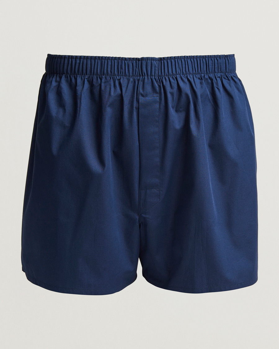 Herre | Undertøy | Sunspel | Classic Woven Cotton Boxer Shorts Navy