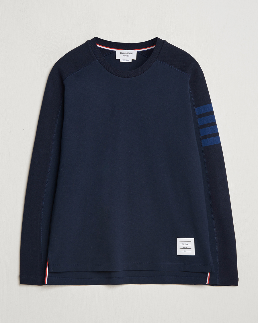 Herre | T-Shirts | Thom Browne | Long Sleeve 4-Bar T-Shirt Navy