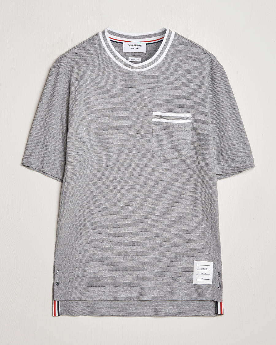 Herre | T-Shirts | Thom Browne | Short Sleeve Contrast T-Shirt Light Grey