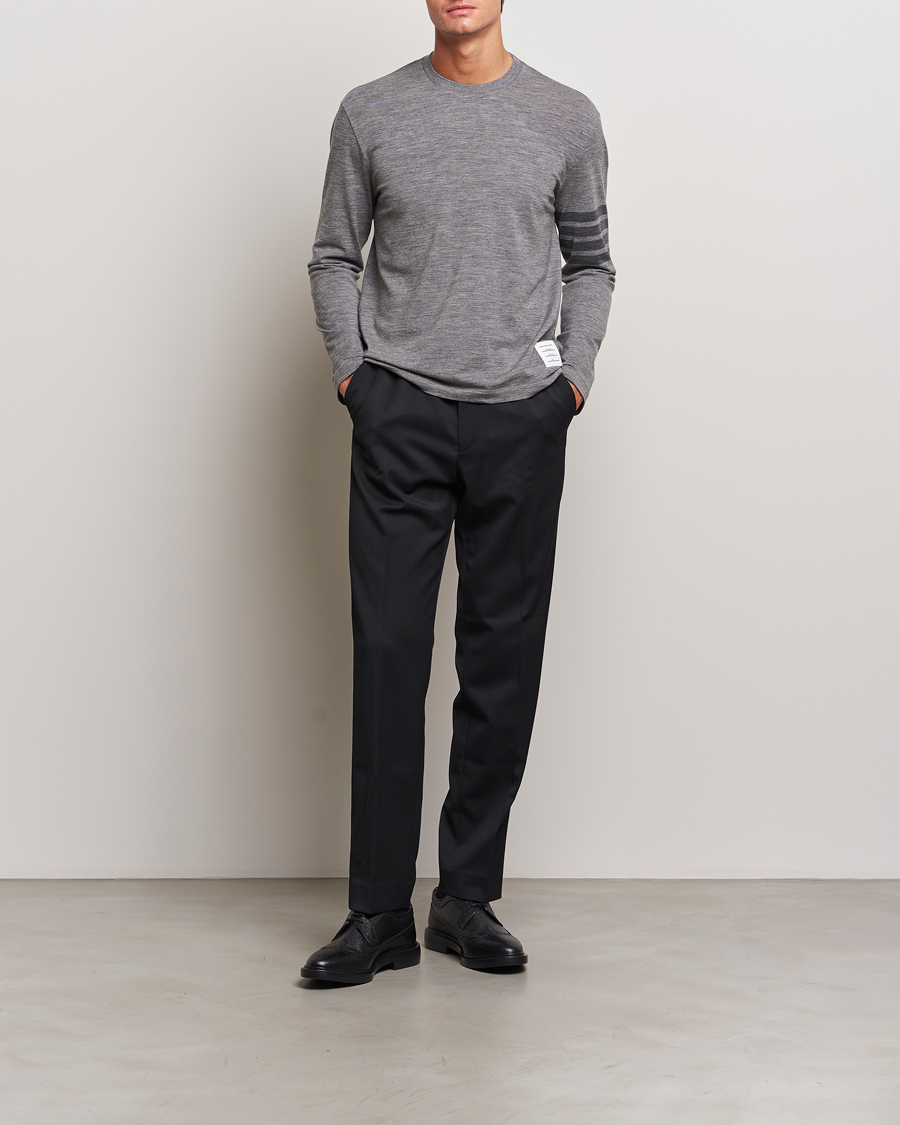 Herre | T-Shirts | Thom Browne | Long Sleeve Wool Jersey T-Shirt Medium Grey
