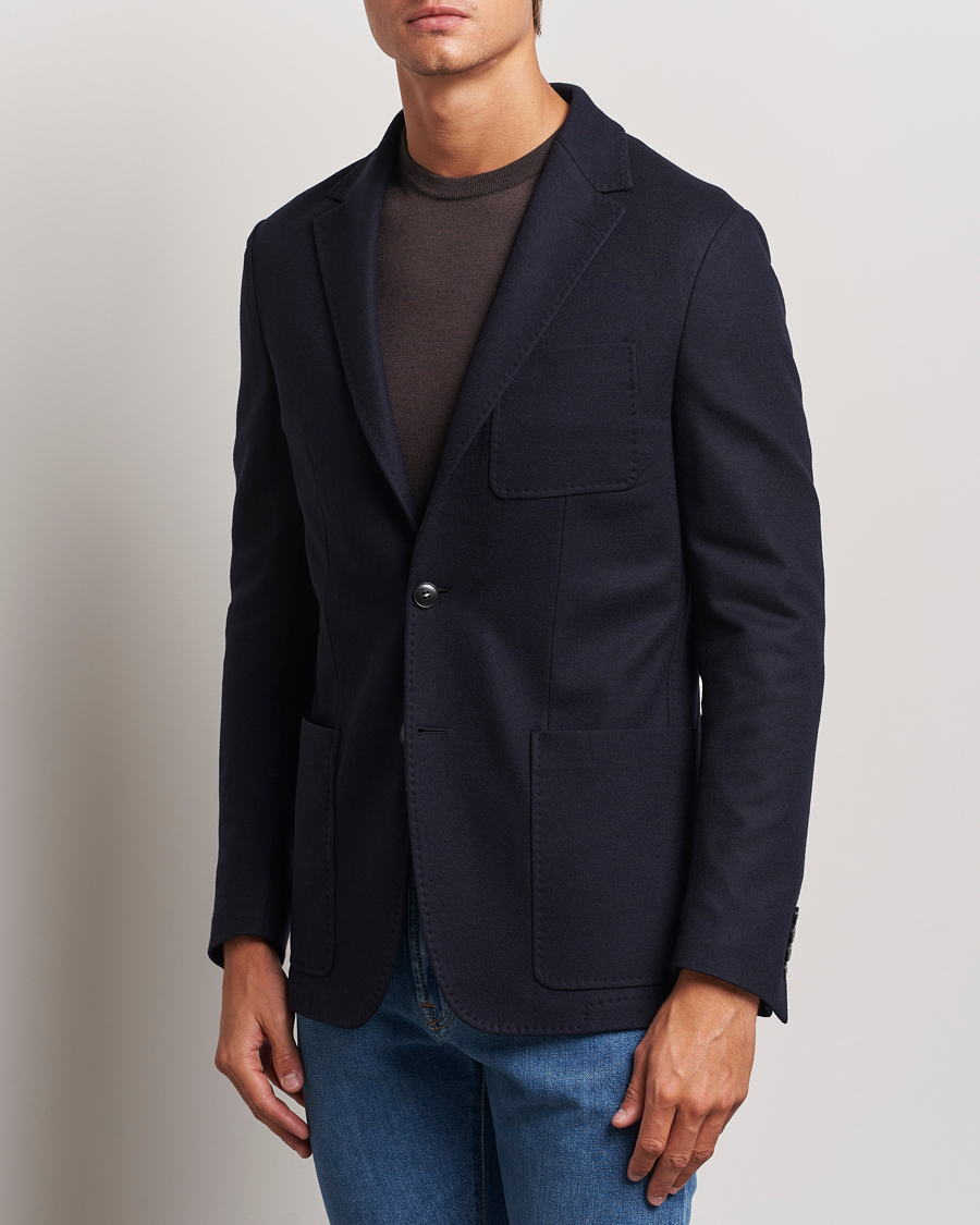 Herre | Dressjakker | Canali | Soft Wool Jersey Blazer Navy