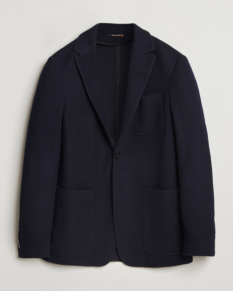 Herre | Dressjakker | Canali | Structured Wool Jersey Blazer Navy
