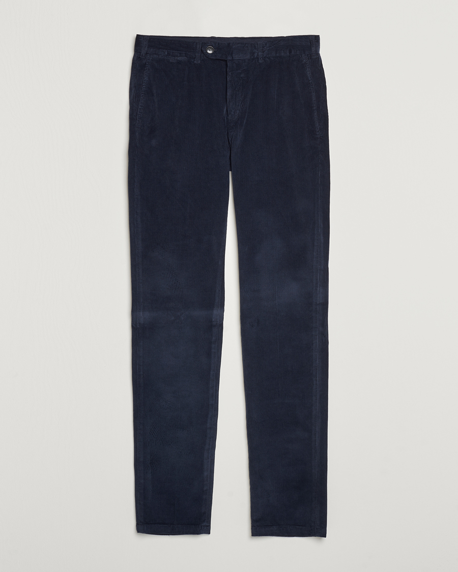 Herre | Bukser | Canali | Slim Fit Corduroy Trousers Navy