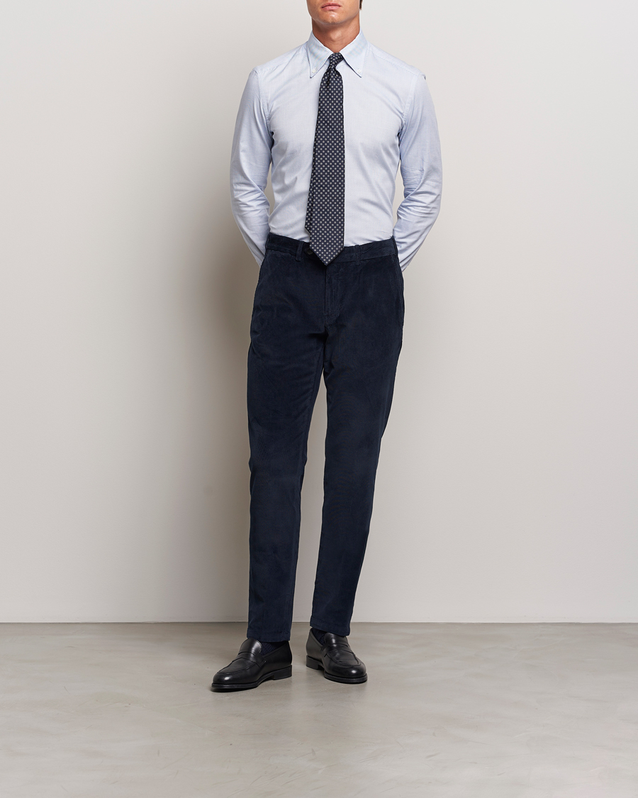 Herre | Bukser | Canali | Slim Fit Corduroy Trousers Navy