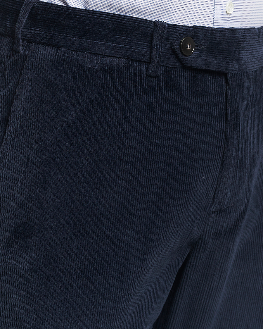 Herre | Bukser | Canali | Slim Fit Corduroy Trousers Navy