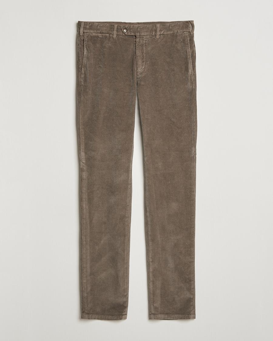 Herre | Bukser | Canali | Slim Fit Corduroy Trousers Taupe