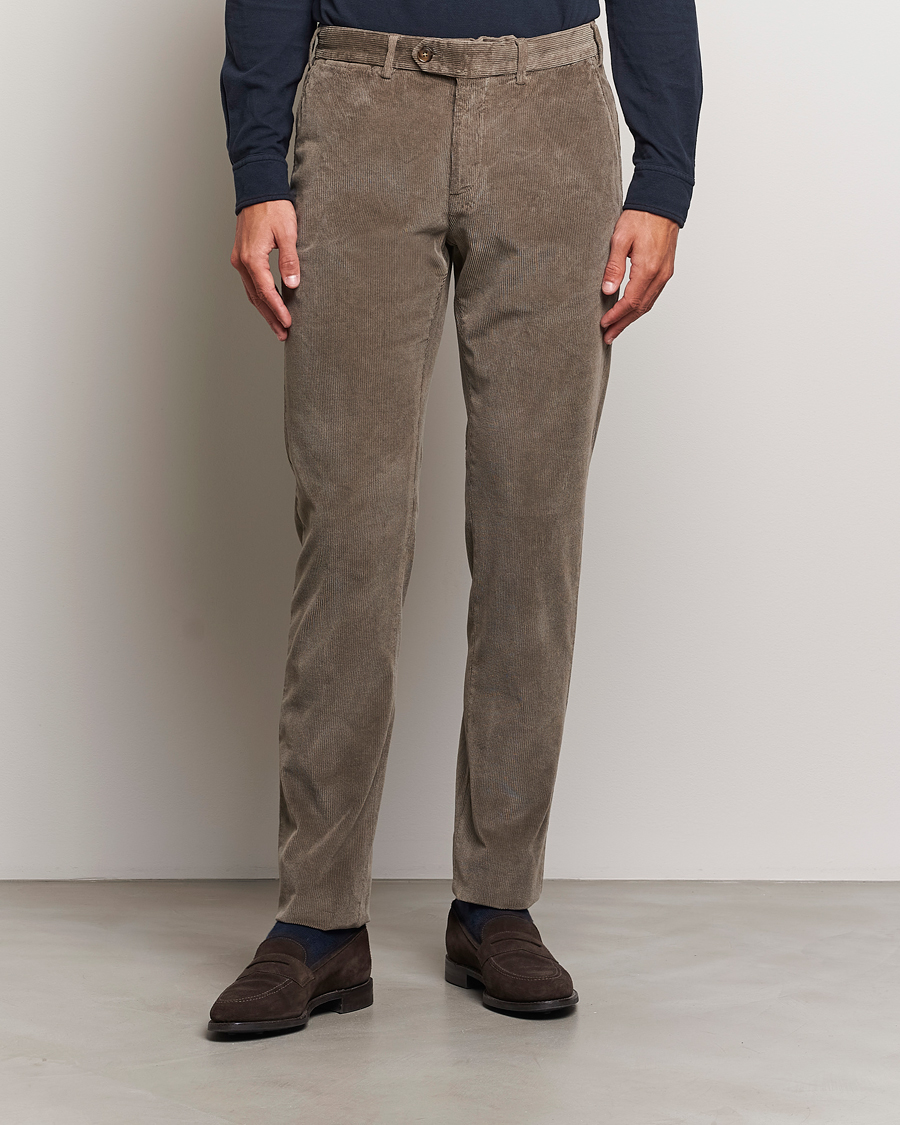 Herre | Bukser | Canali | Slim Fit Corduroy Trousers Taupe