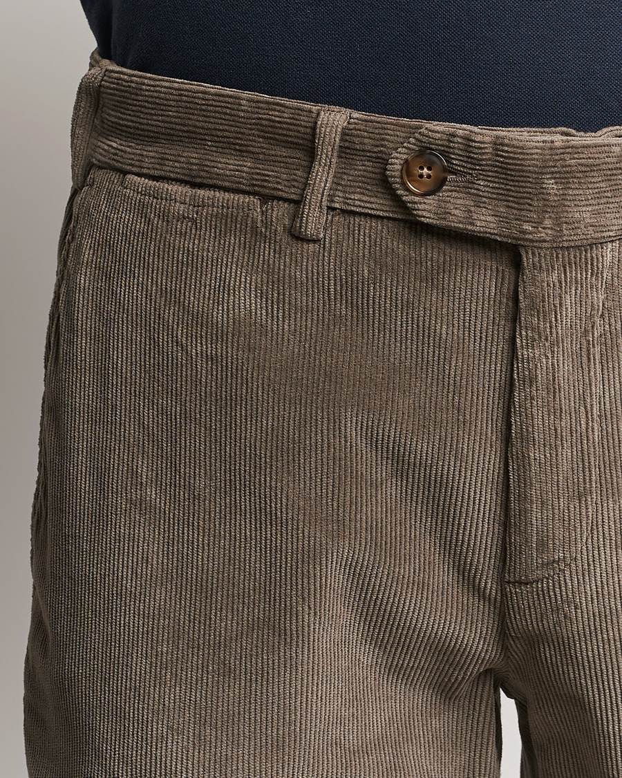 Herre | Bukser | Canali | Slim Fit Corduroy Trousers Taupe
