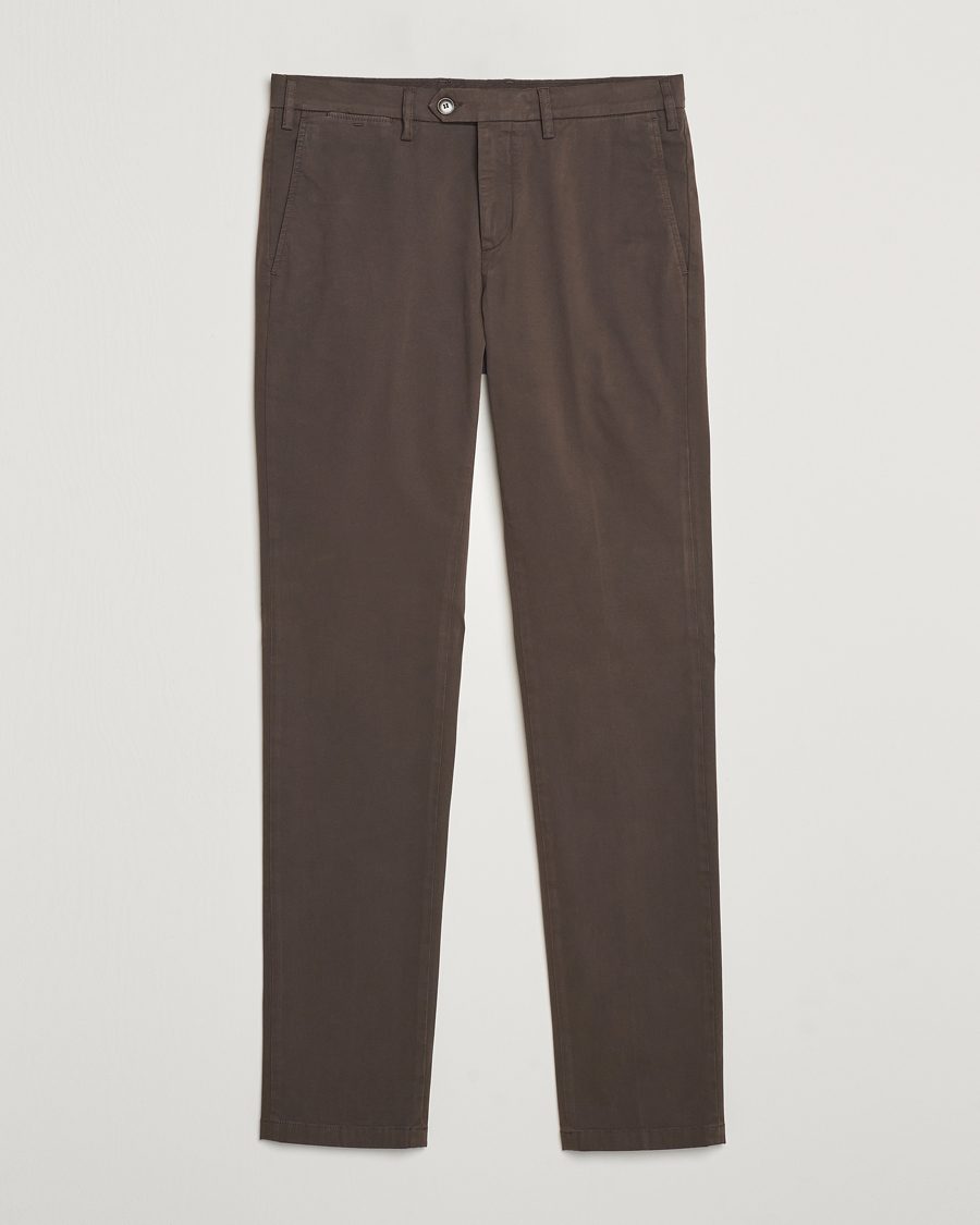 Herre | Bukser | Canali | Cotton Stretch Trousers Brown