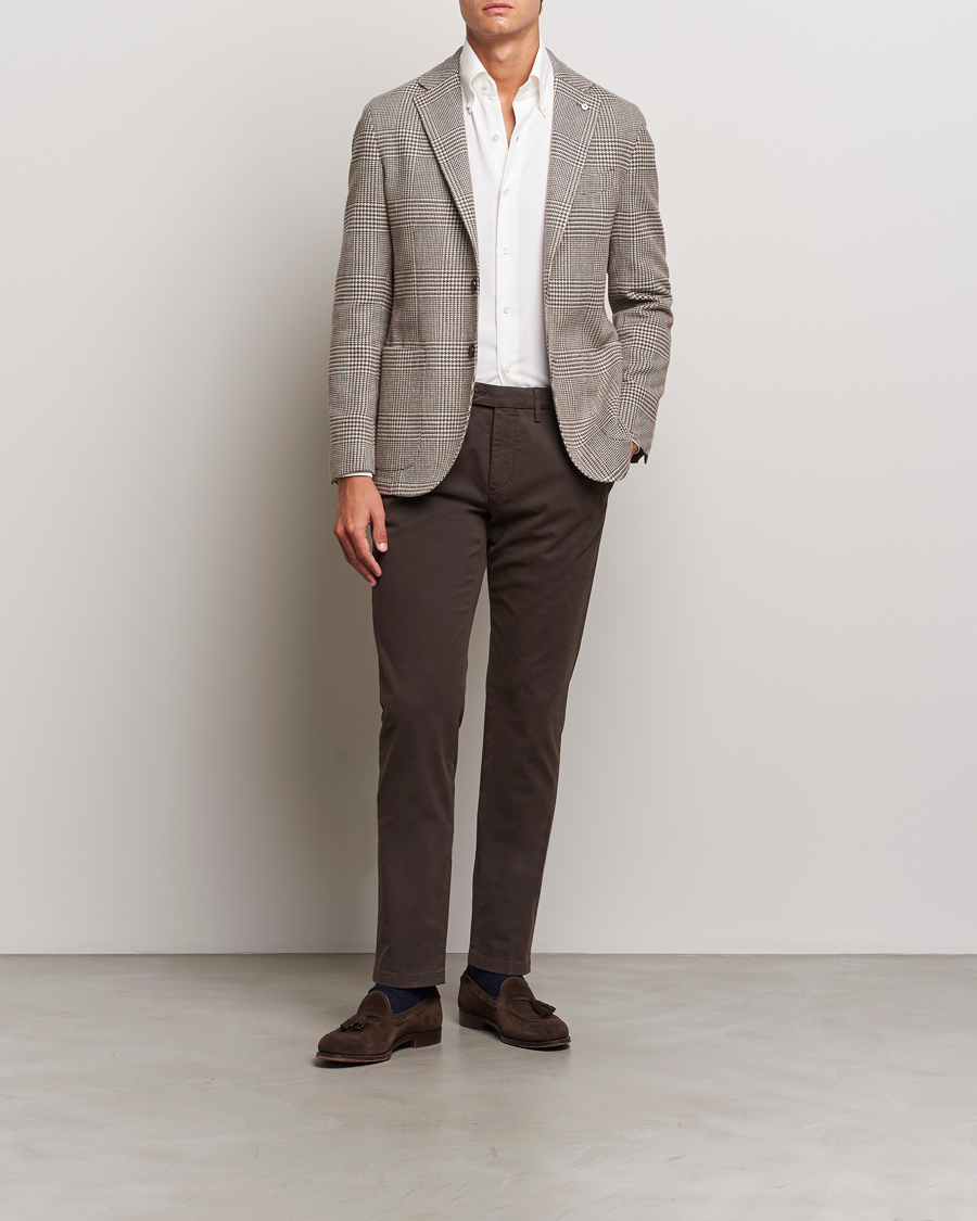 Herre | Bukser | Canali | Cotton Stretch Trousers Brown