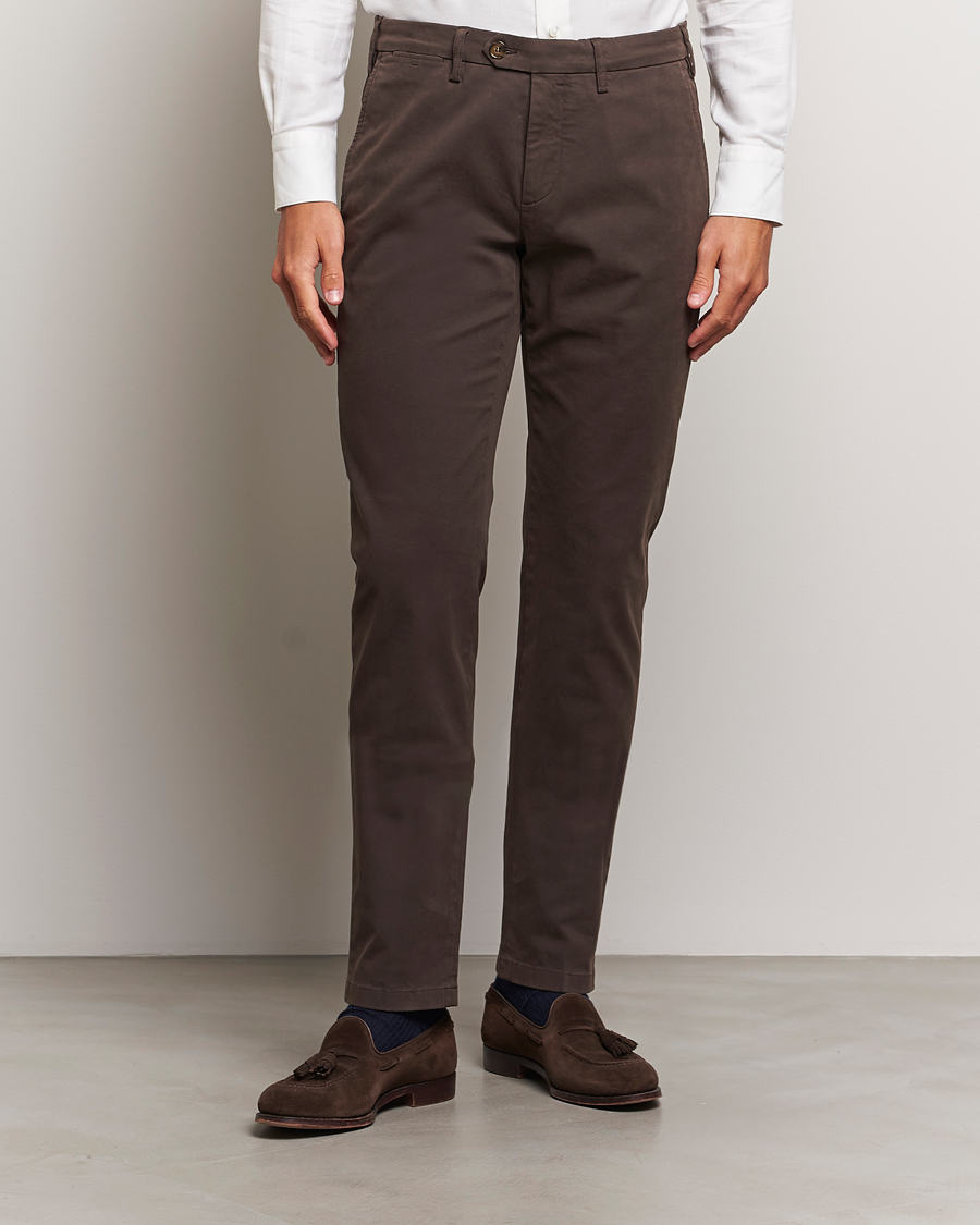 Herre | Bukser | Canali | Cotton Stretch Trousers Brown