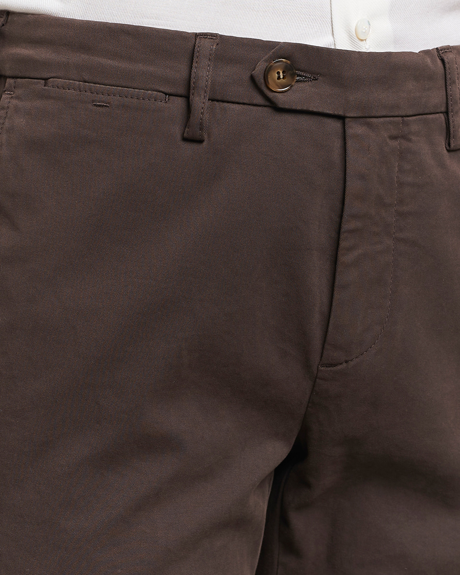 Herre | Bukser | Canali | Cotton Stretch Trousers Brown
