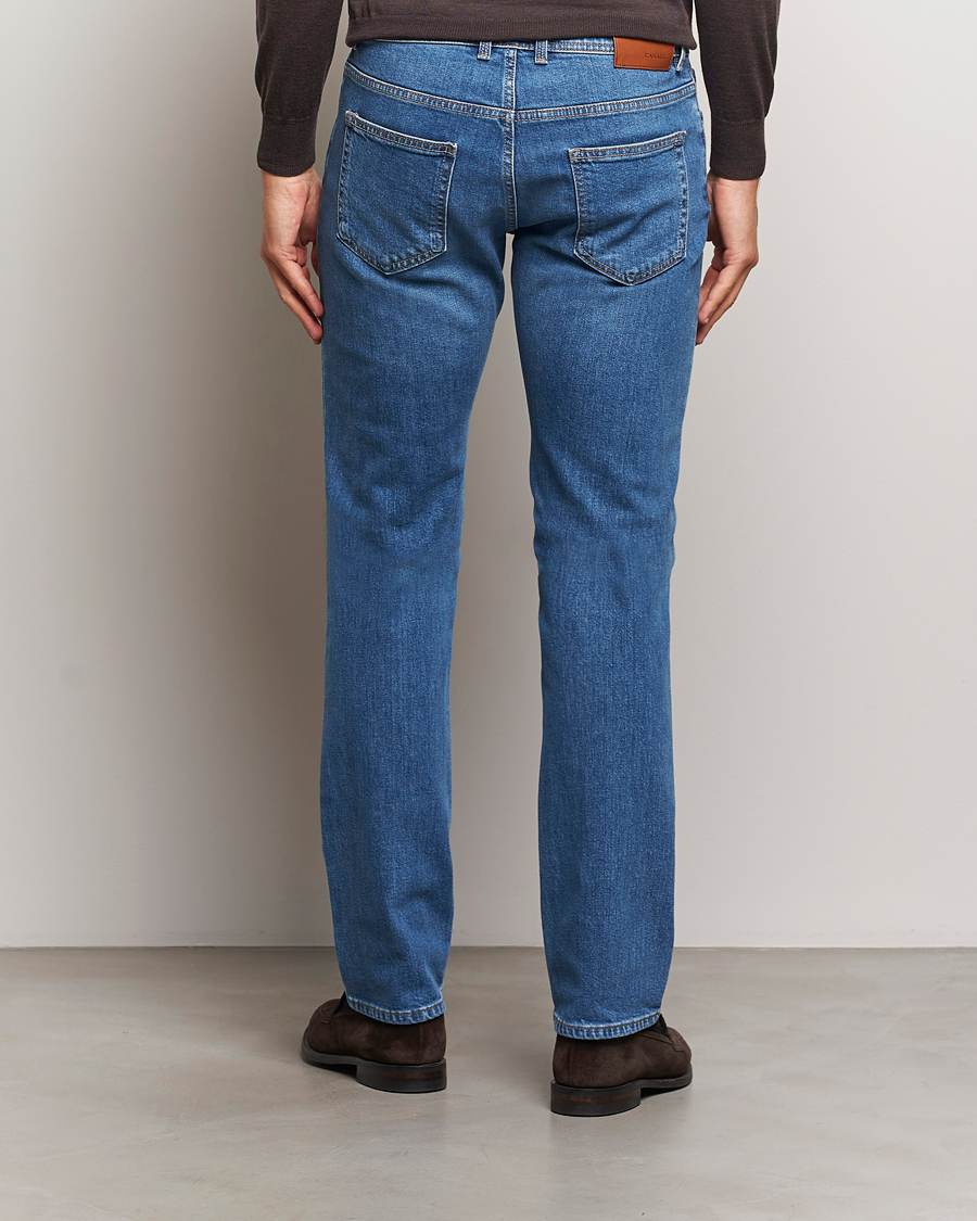 Herre | Jeans | Canali | Slim Fit Stretch Denim Dark Blue Wash
