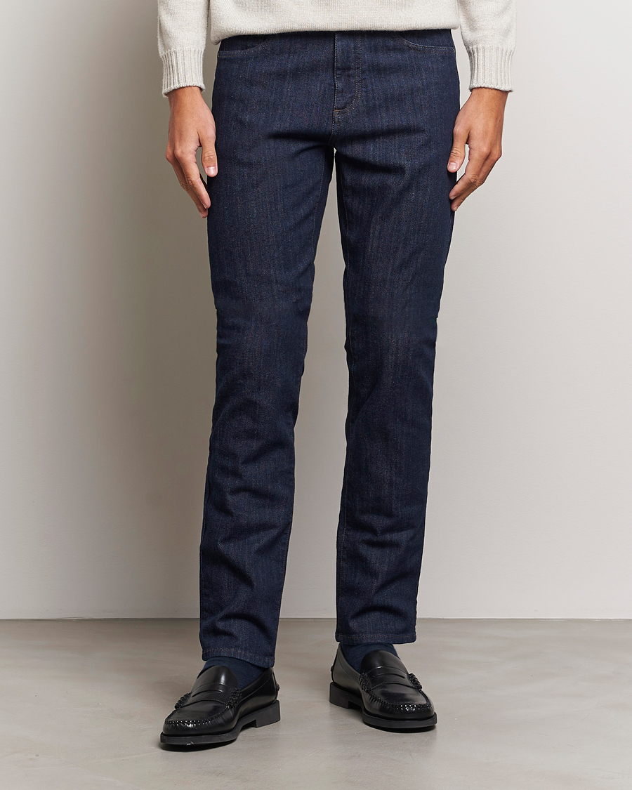 Herre | Jeans | Canali | Slim Fit Stretch Denim Dark Rinse