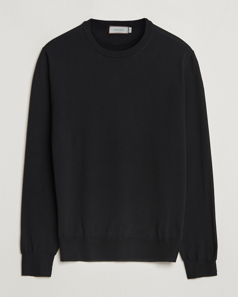 Herre | Gensere | Canali | Merino Wool Crew Neck Black