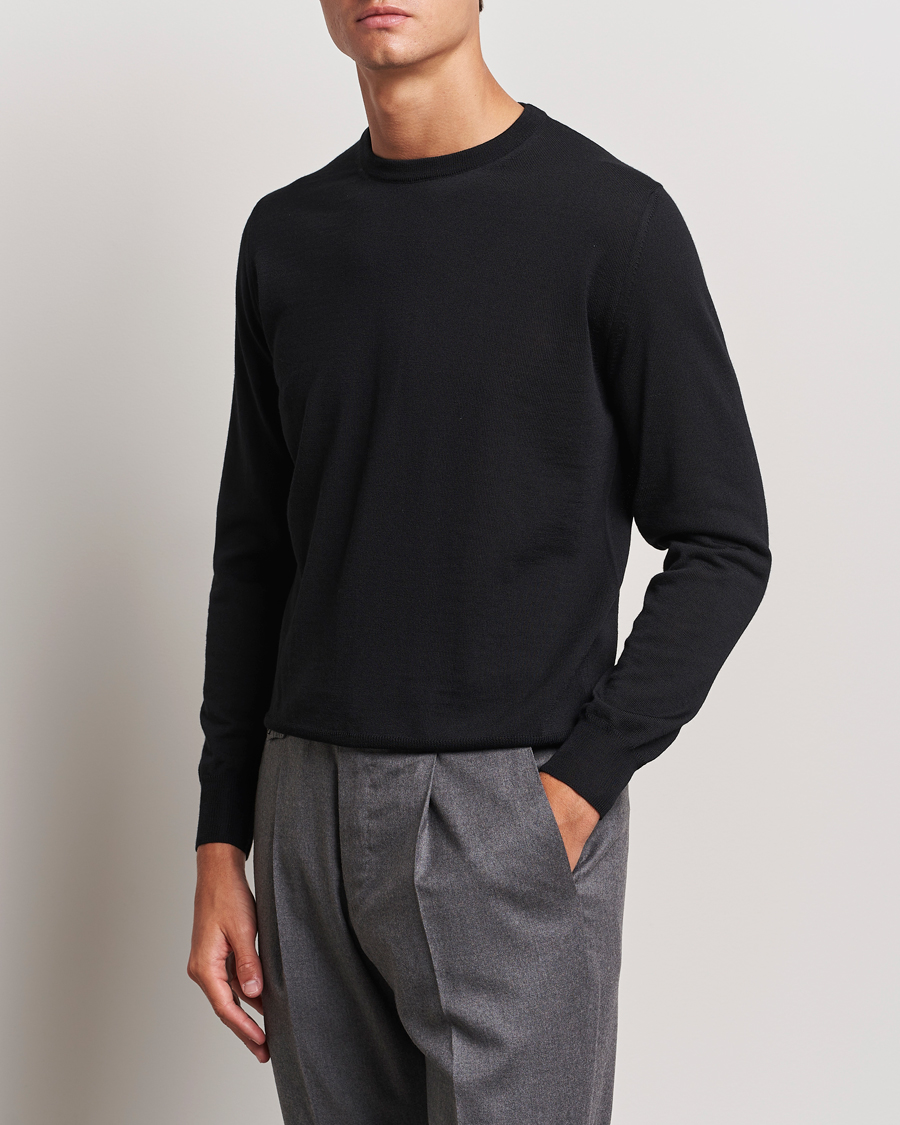 Herre | Gensere | Canali | Merino Wool Crew Neck Black