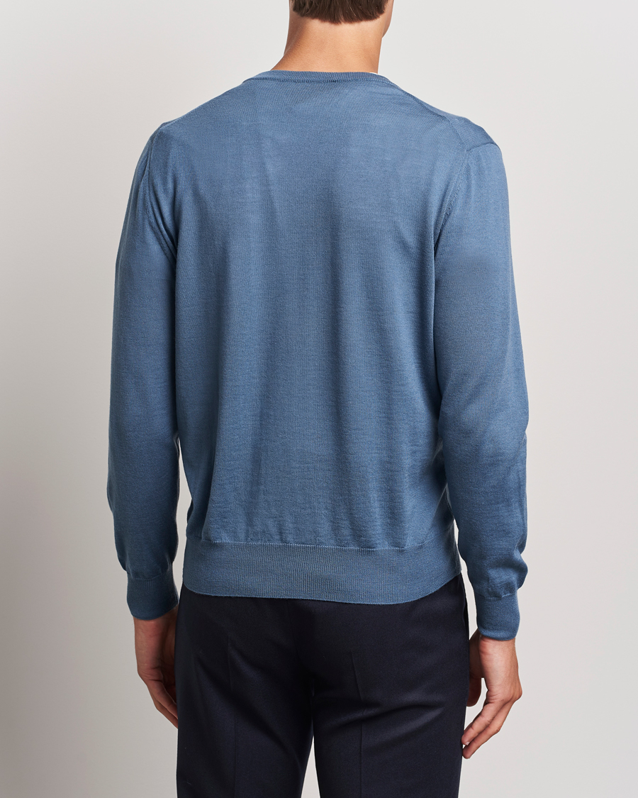 Herre | Gensere | Canali | Merino Wool V-Neck Light Blue