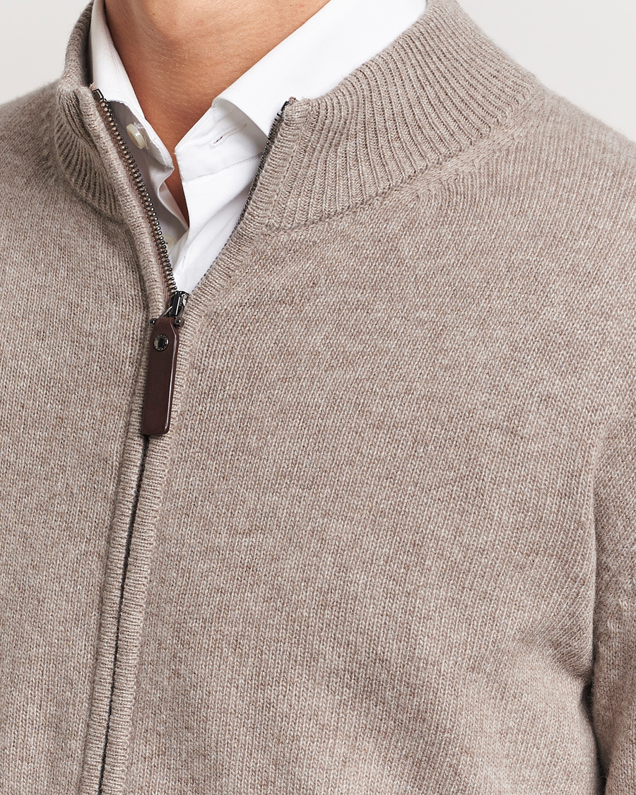 Herre | Gensere | Canali | Wool/Cashmere Full Zip Sweater Beige