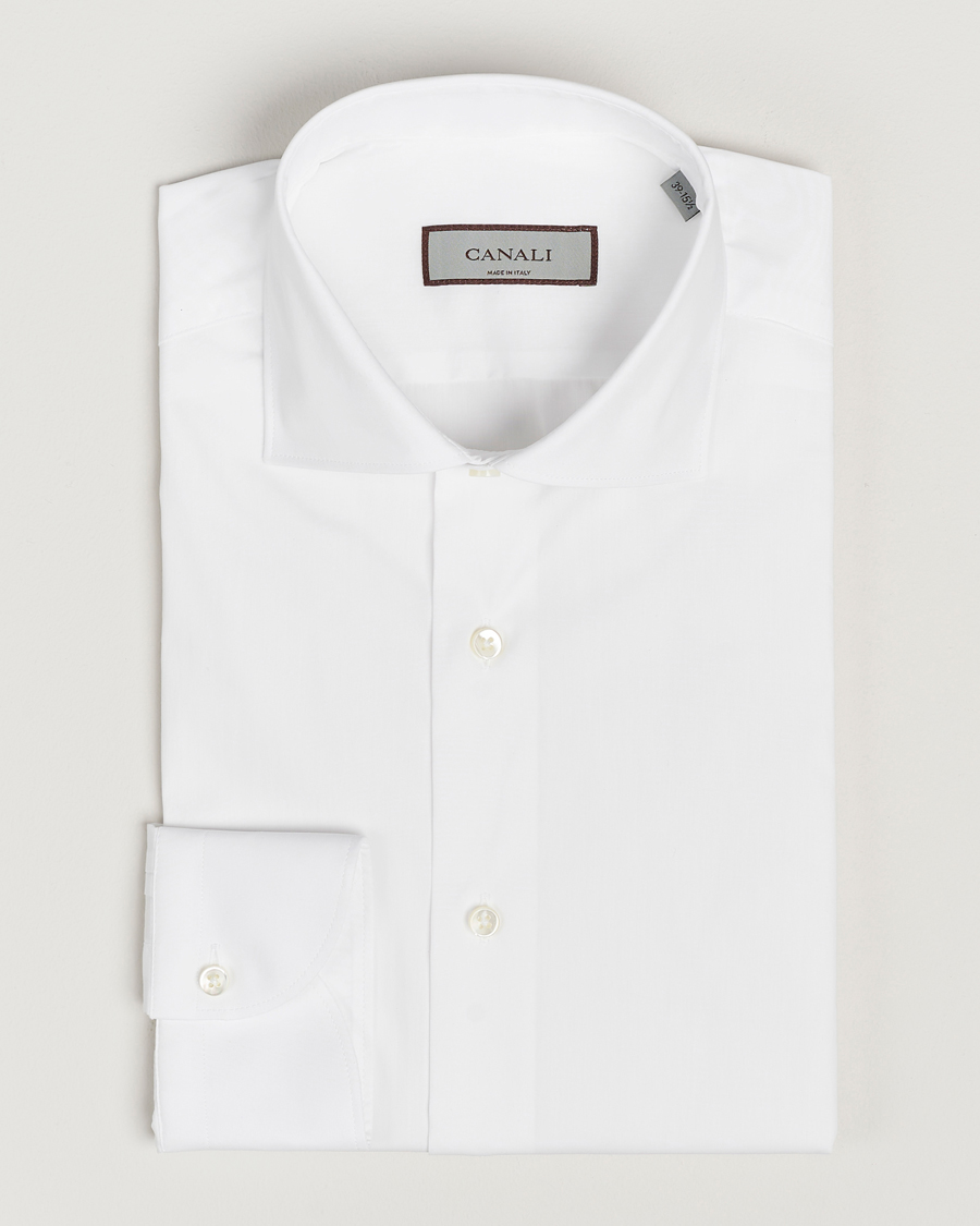 Herre | Skjorter | Canali | Slim Fit Cotton/Stretch Shirt White