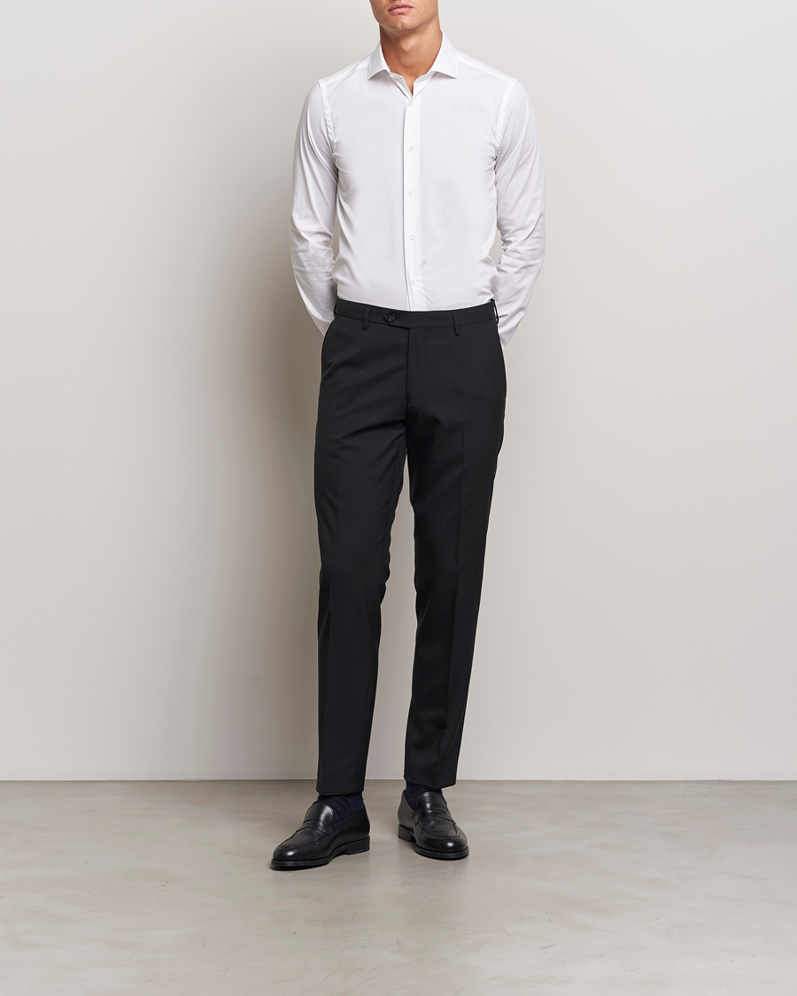 Herre | Skjorter | Canali | Slim Fit Cotton/Stretch Shirt White