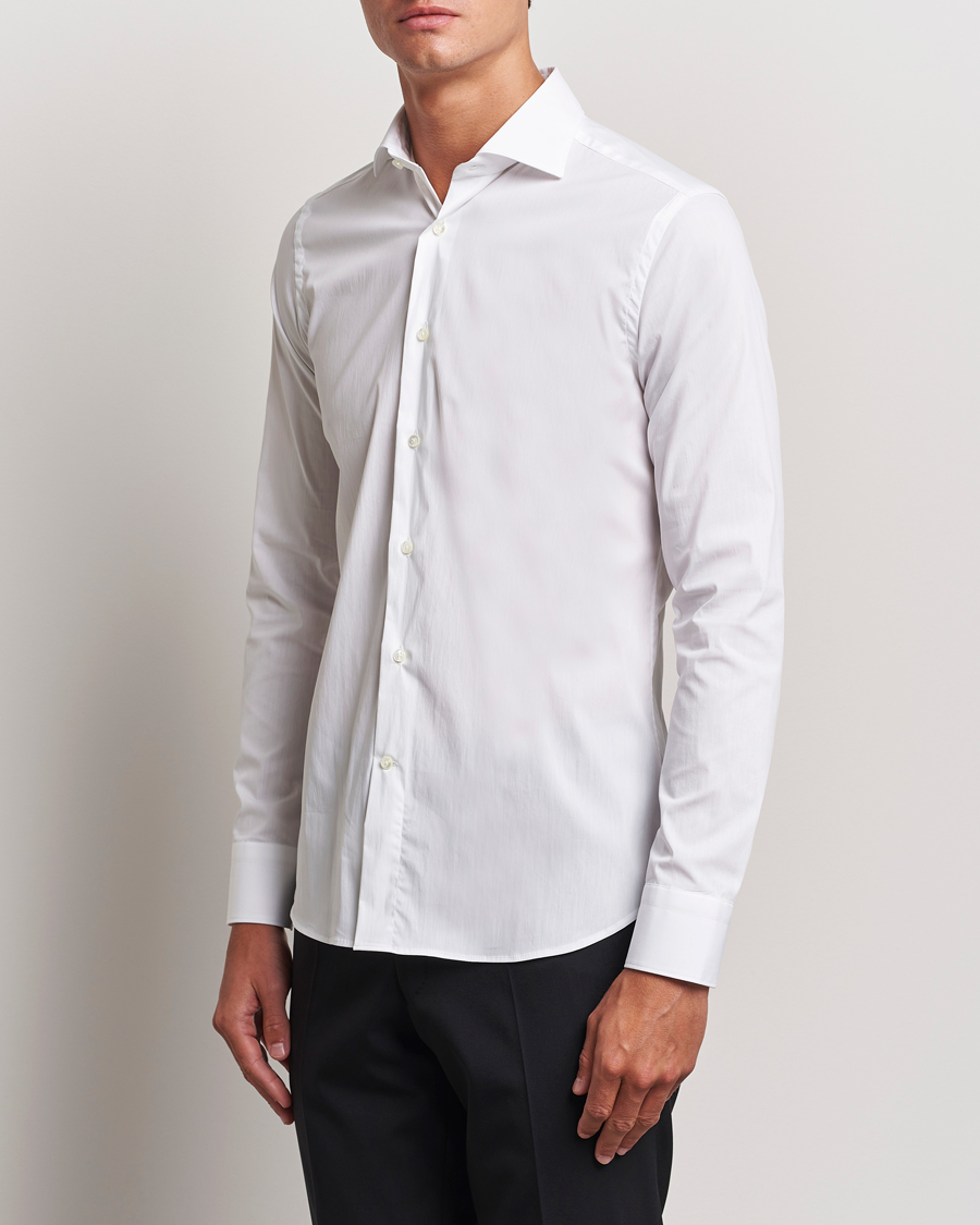 Herre | Skjorter | Canali | Slim Fit Cotton/Stretch Shirt White