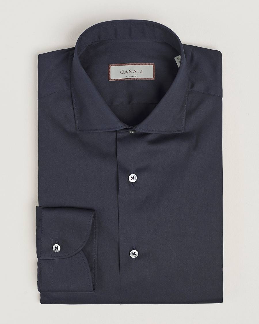 Herre | Skjorter | Canali | Slim Fit Cotton/Stretch Shirt Navy