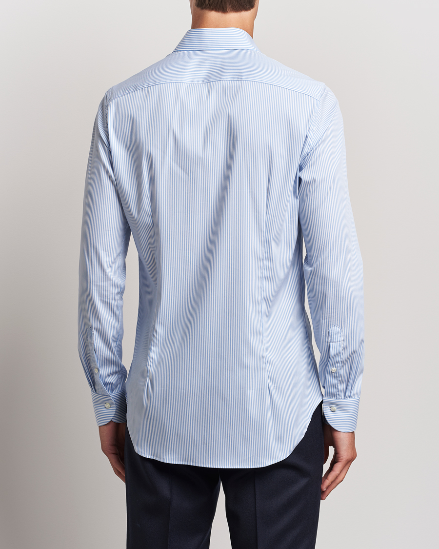 Herre | Skjorter | Canali | Slim Fit Cotton/Stretch Shirt Light Blue Stripe